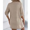 Women's Casual And Fashionable Solid Color Hollow Out Mid Sleeve Knitted Cardigan