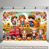 2D Plane 1 Scene of Children Playing Joyfully Under a Harvest Red Truck Suitable for Family Parties Weddings and Birthdays