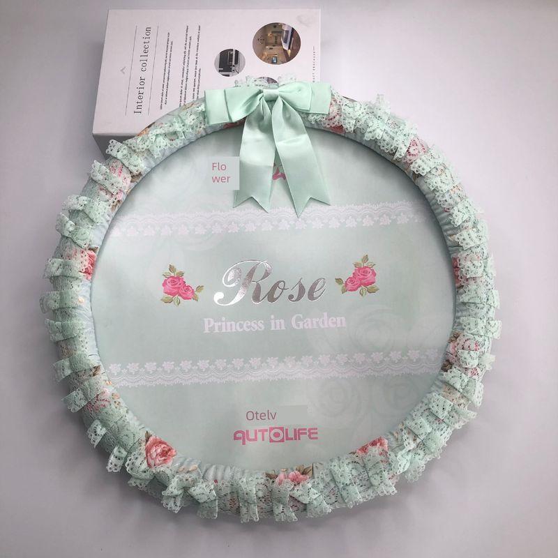 Export Car Personalized Lace Trim Women's All-Season Non-Slip Warm Sweat-Absorbent Car Steering Wheel Cover