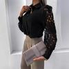 Spring and summer new hot-selling women's solid-color lace splicing shirt shirt women's