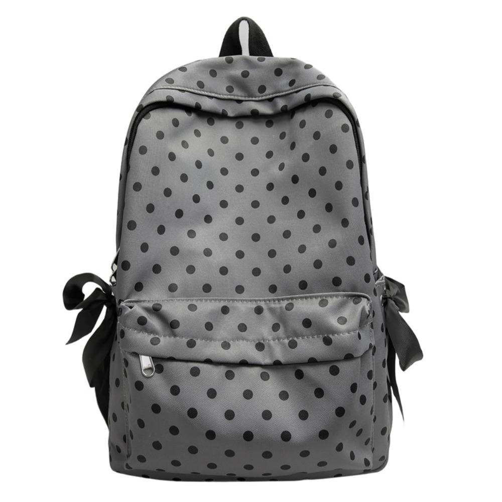 Minimalist Polka Dot Backpack Sweet Student School Bag Y2k Bow Rucksack Daily
