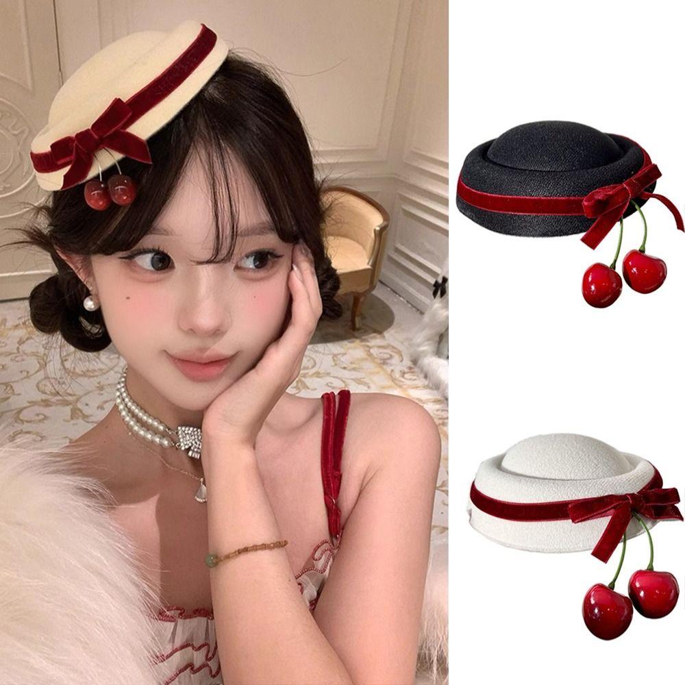 Cloth Round Hat Hair Clip Black Women Hairpin Cute Hair Accessories  Dress Up