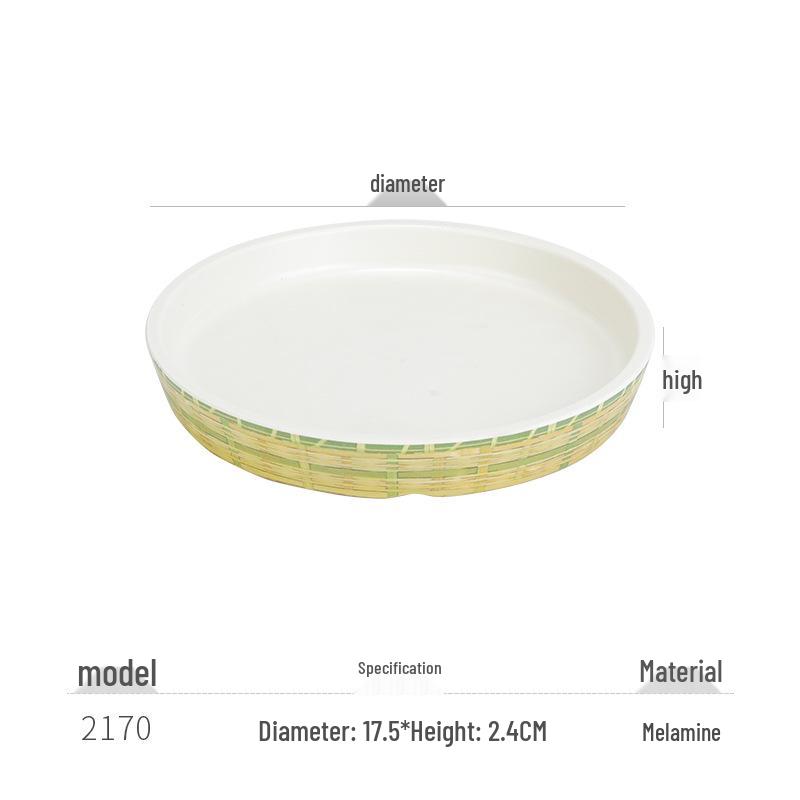 Kreative Melamin-Platte im Bambus-Web-Stil für Hot Pot, Grill und Dessert-Servieren