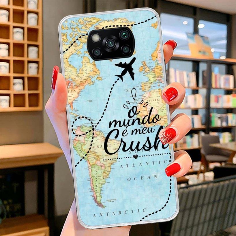 World Map Travel Plans Cover Phone Case For Xiaomi Poco F7 Ultra X7 X6 X5 Pro M7 Redmi 15C 15 13C 13 12C 12 10C 10 9A 9C 9T 9 Sh
