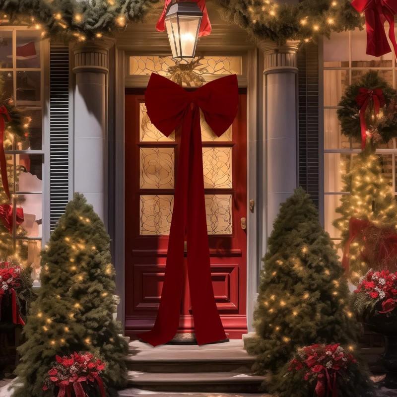 Large Velvet Christmas Bow Decor Indoor Outdoor Hanging Party Wedding Home Festive Decoration