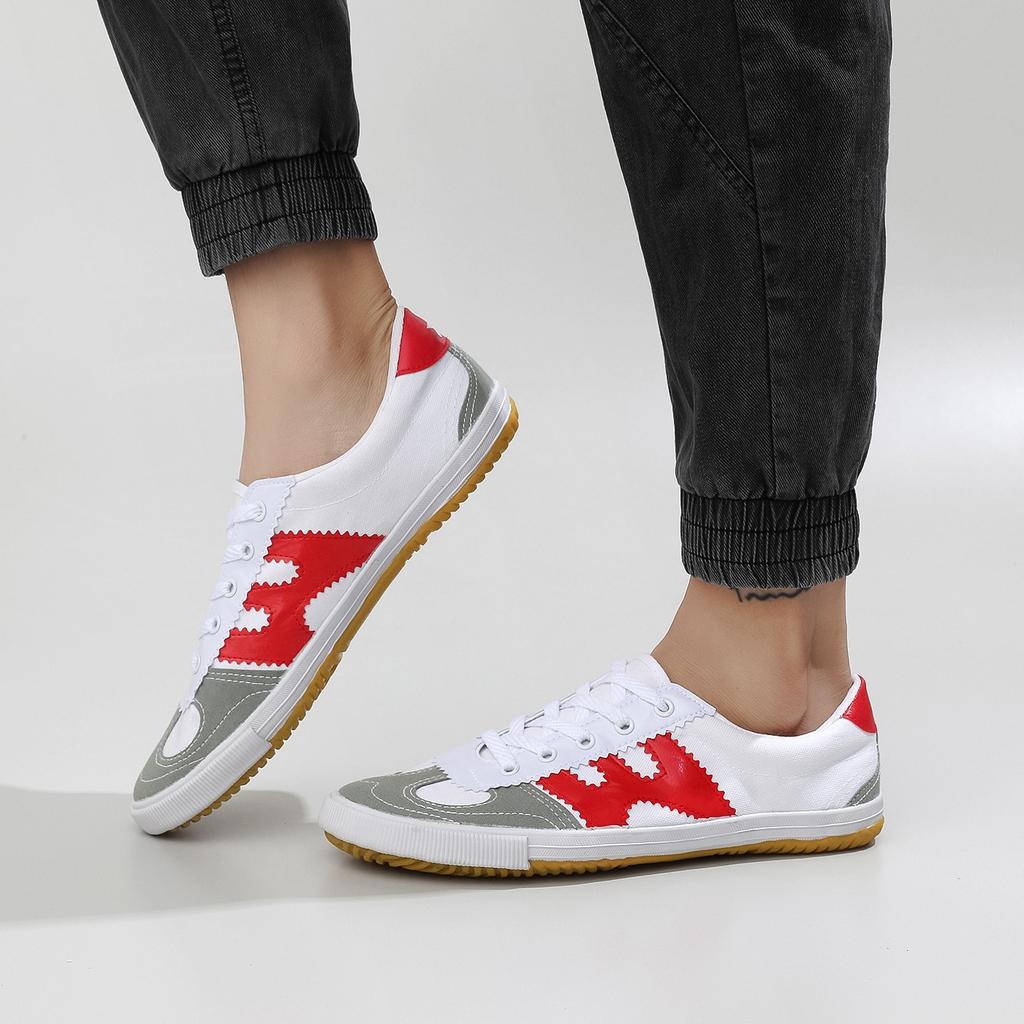 Tendon sole non-slip comfortable canvas sports shoes men's and women's same running shoes track and field martial arts training little white shoes