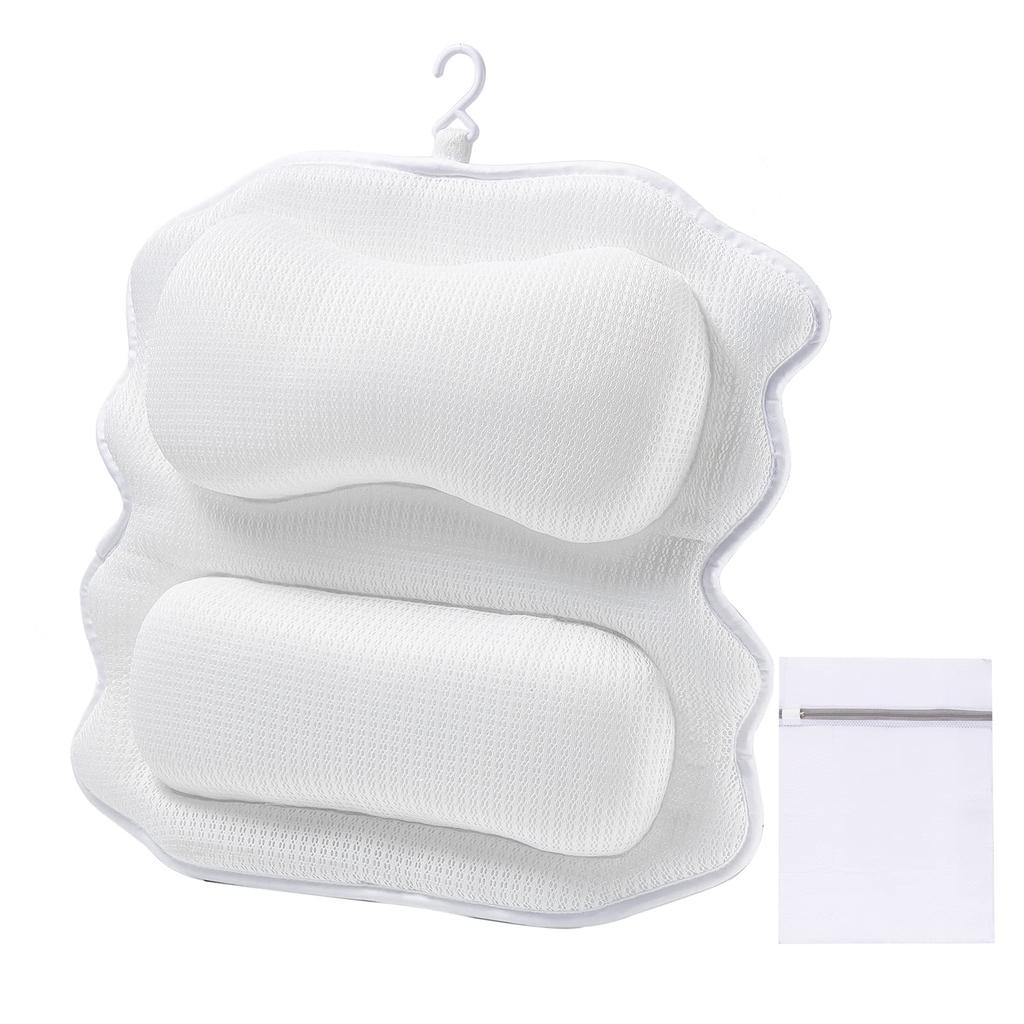 AIRMFJI Bath Pillow, Newly Upgraded, Soft, Breathable Mesh, with Suction Cups, Hooks, and Laundry Net, a Popular Mother's Day Gift, Perfect for