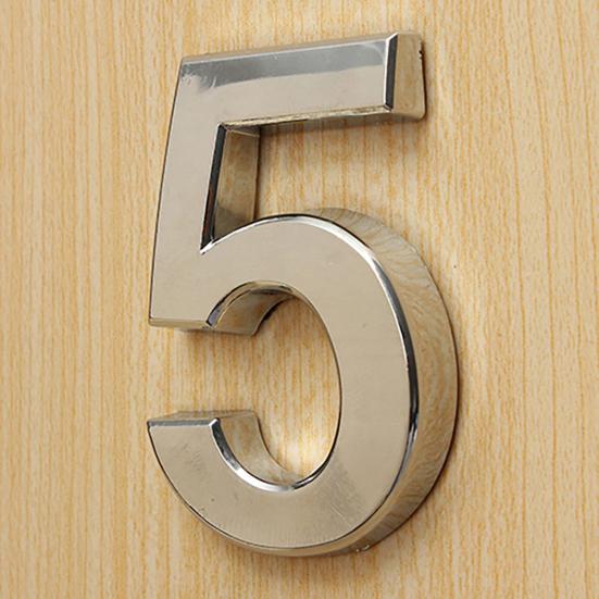 Digit Polished Number Sticker Plated Plate Pattern Nickel Sign Number Decal for Hotel