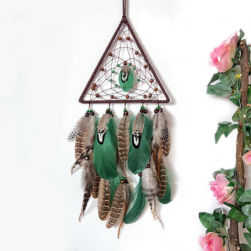 Handmade Boho Dream Catcher Triangle Wind Chimes Wall Hangings For Living Room Bedroom Birthday Christmas Gifts Home Decorations