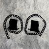 1pair Women Punk Mittens Rivet Ribbons Streetwear Sleeves Half Finger Sleeve for Riding and Music Festivals