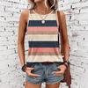 Fashion Stripe 3D Print Tank Tops Women Summer Casual O-Neck Elegant Vest Off Shoulder Y2k Sleeveless Camisole Woman Clothing