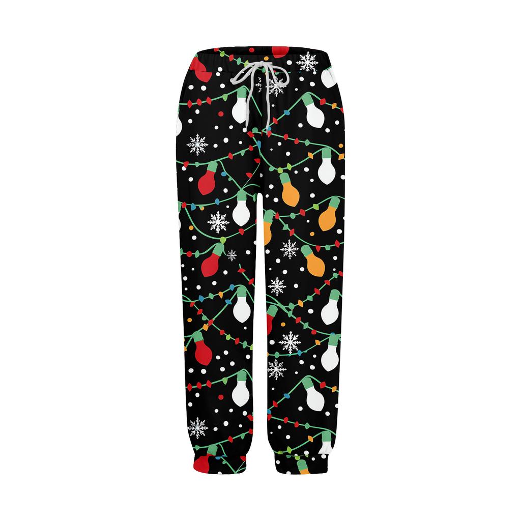 Women's casual fashion home Christmas print plush sweatpants
