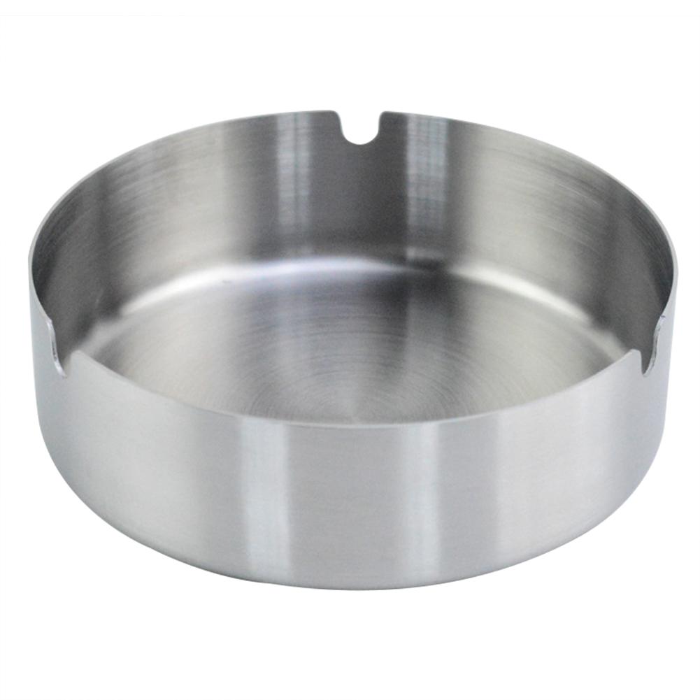 1Pc Smoke Ashtray Stainless Steel Cigarette Ash Silver Metal Ash Holder Heavy Duty Tabletop Ashtray For Hotels Restaurant Bar