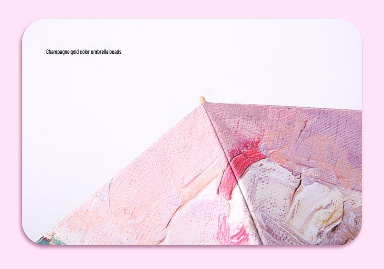 Automatic Black Glue Peony Sun & Rain Umbrella - Double-Layer Anti-UV, Oil Painting Design