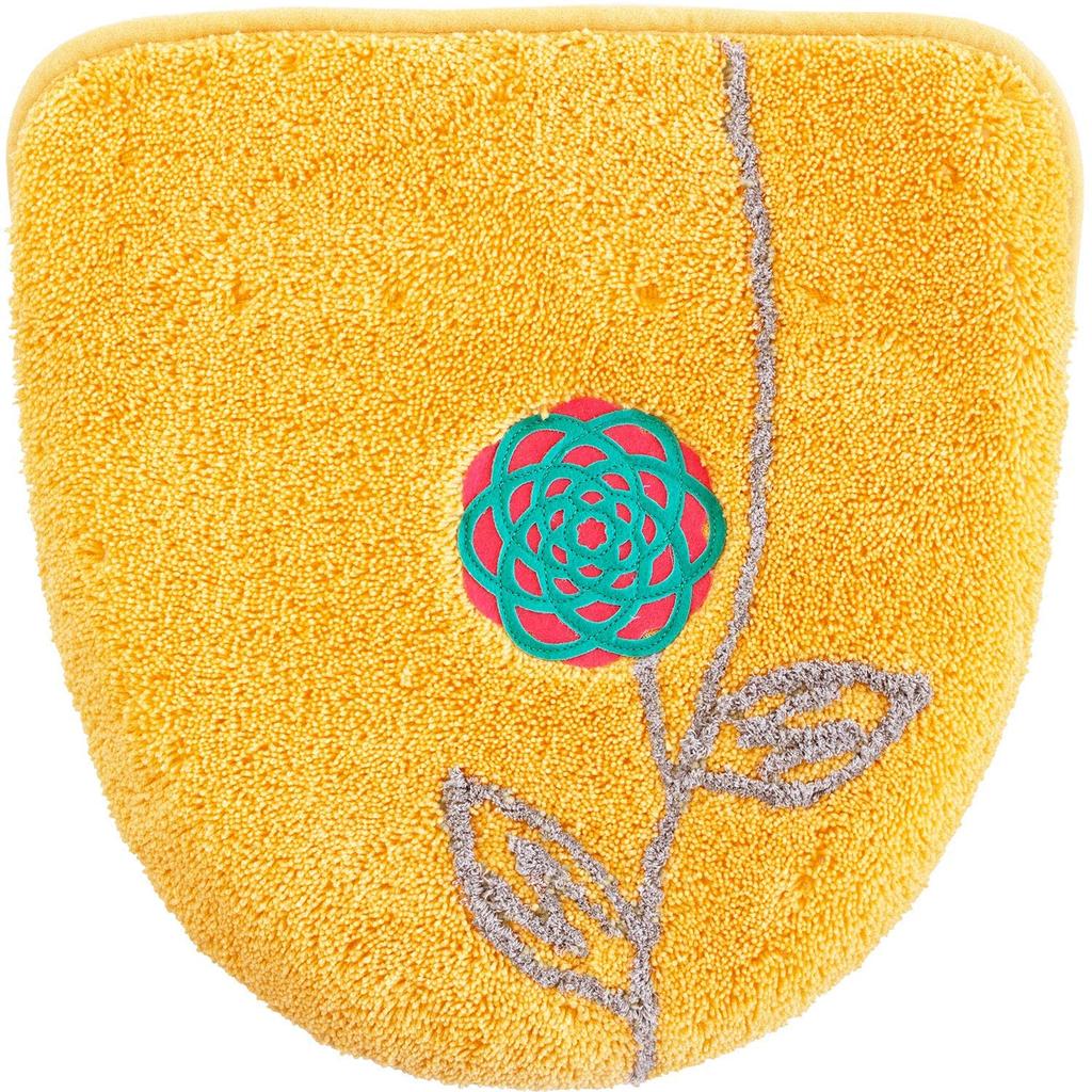 Oka Etoff Gelbes Toilettenmatten-Set, 3-teiliges Set (60x64cm Toilettenmatte + Hausschuhe + Toilettenpapierhalter-Abdeckung), Glücksbringer Gelb, Skandinavisches Design