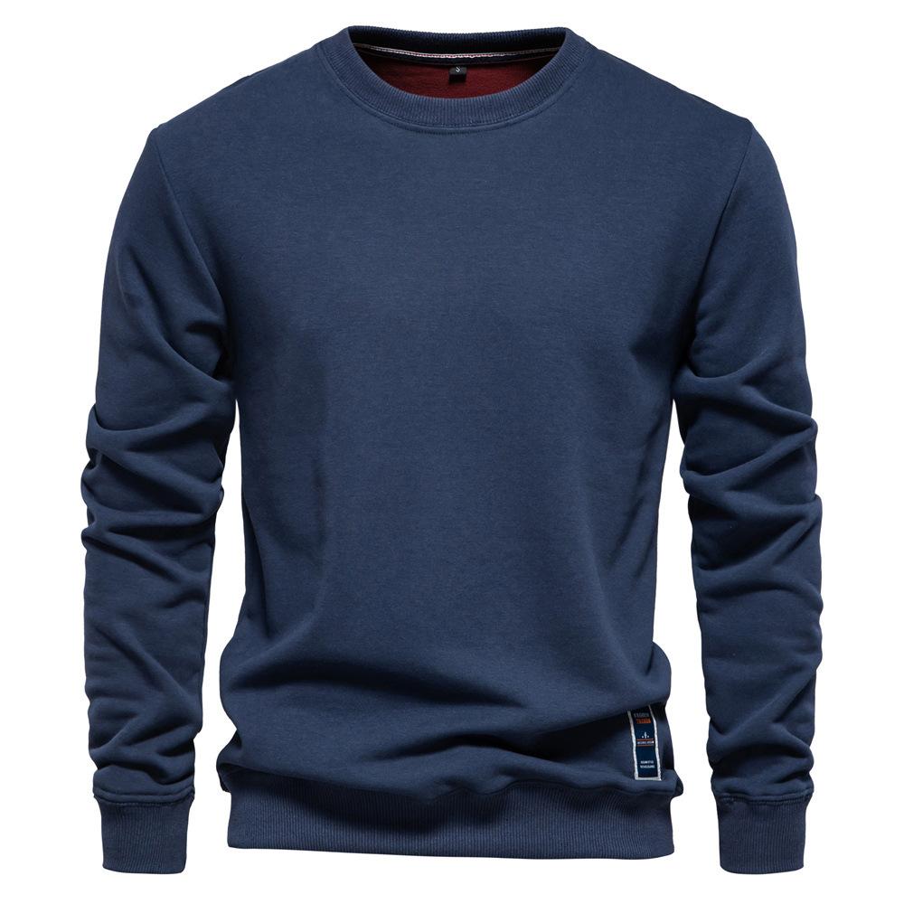 Autumn New Long-sleeved Solid Color Sweatshirt Trendy Men s Loose Solid Color Round Neck Casual Sweatshirt S