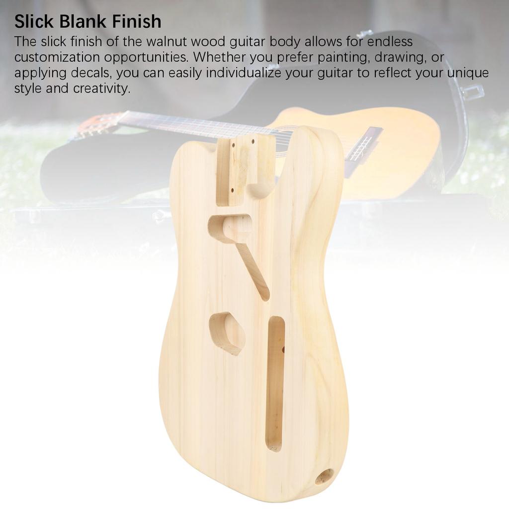 Guitar Body Walnut Wood Single Pickup Hole Electric Guitar Body Replacement for Handcraft