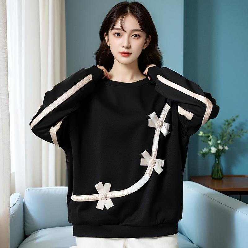 Plus Size Women's Three Dimensional Bow New Fashion Loose Hoodie