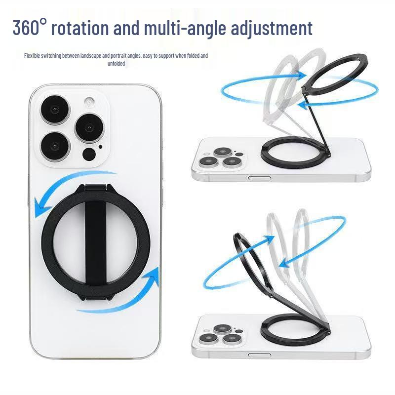 MagSafe Dual-Sided Magnetic Phone Holder: 360° Rotating, Strong Alloy Grip for Desktop Convenience