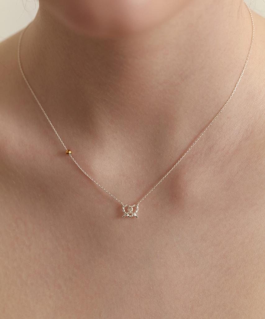 Tatiana (Silver 925) Pretzel Heart And Ball Necklace Nz2181