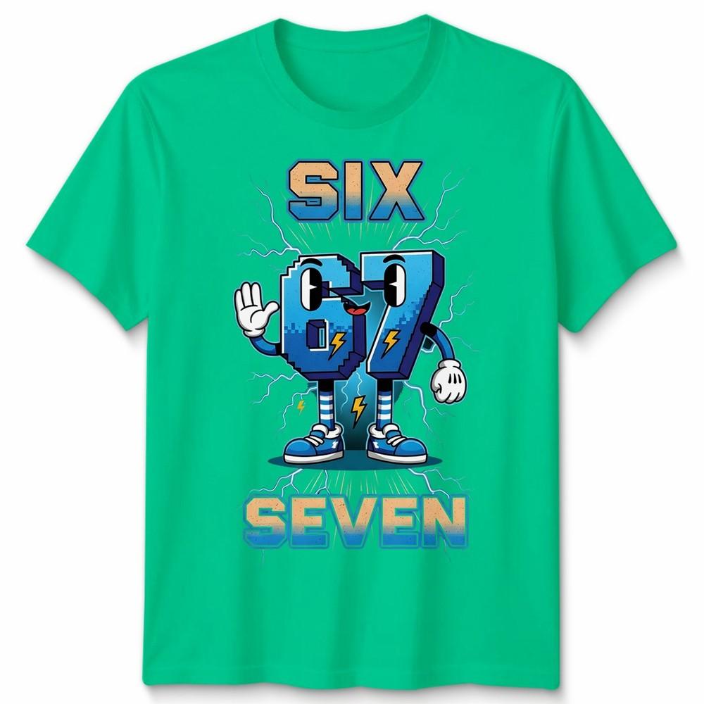 Six Seven 67 Retro Cartoon Numbers Unisexs Unisexs Graphic Tee S