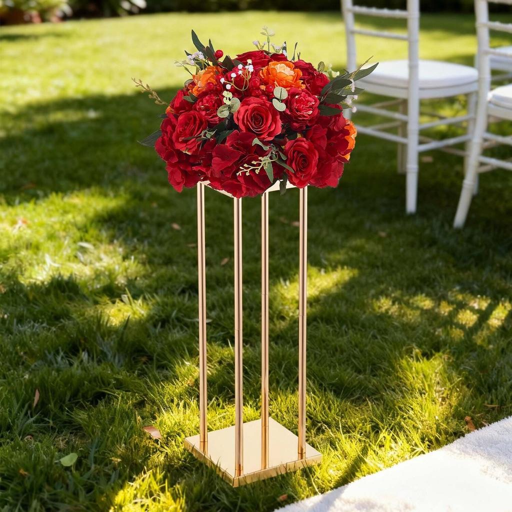 Wedding Flower Stand, 10PCS 60cm Column Flower Stand, Floral Stands with Metal Laminate, Cylindrical Cubic Floral Display Rack for Wedding, Party,