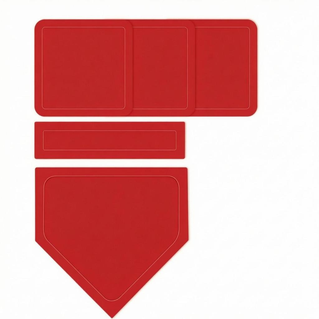 5 Pieces Rubber Bases with Pitcher's Plate Flat Baseball Base Set Tear-Resistant