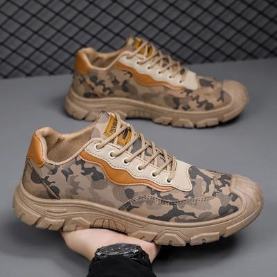 Shoes Men Low Casual Sneaker Camouflage Work Shoes Breathable Canvas Casual Running Shoes Thick Bottom Non-slip Hiking Footwear