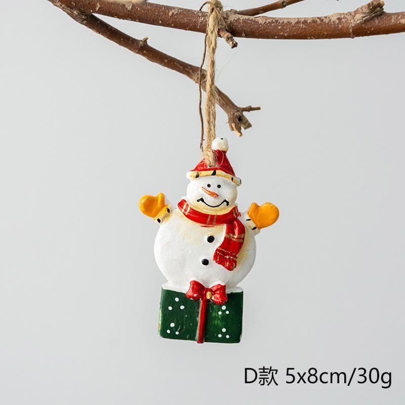 New Christmas Painted Resin Santa Claus Heart Pendant Retro Style Christmas Tree Imitation Ceramic Decoration navidad 2025