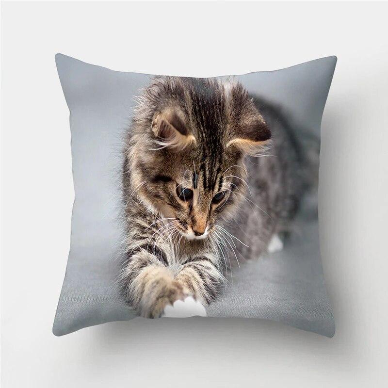 Cute Cat Print Decorative Cushion Pillowcase  Cover Pillow Sofa Living Room