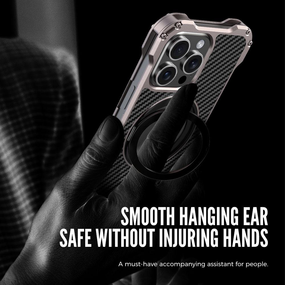 R-JUST RJ-51 For iPhone 16 Pro Max Case Compatible with MagSafe Kickstand PC+Aluminum Alloy Phone Cover