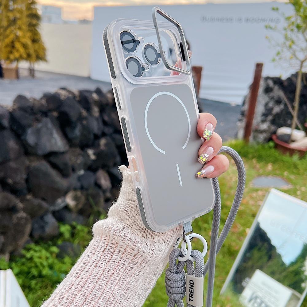 Ενισχυμένο Λουράκι Κορδόνι Anti-loss Crossbody Θήκη Για iPhone 17 16 Pro Max 11 12 13 14 15 Plus Αναδιπλούμενο Κάλυμμα με Μαγνητικό Κάλυμμα και Βάση