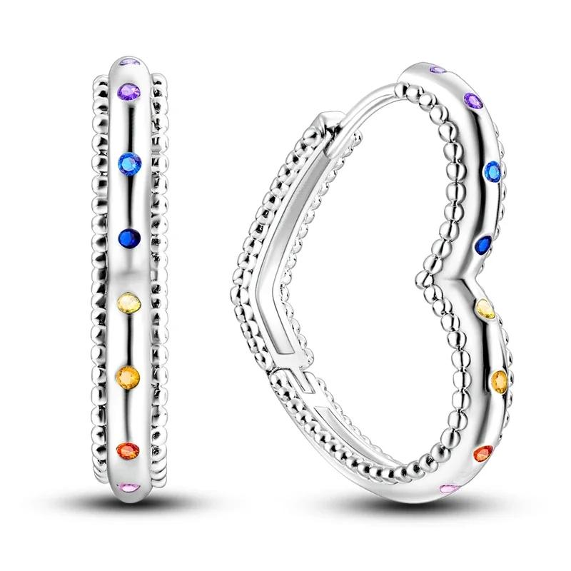 925 Sterling Silver Love Feather Moon Star Heart Earrings Fit Original Charms Hoop for Women Girls Stud Earring Jewelry Gifts