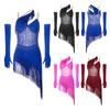 Damen asymmetrisches Latein-Tanz-Quastenkleid