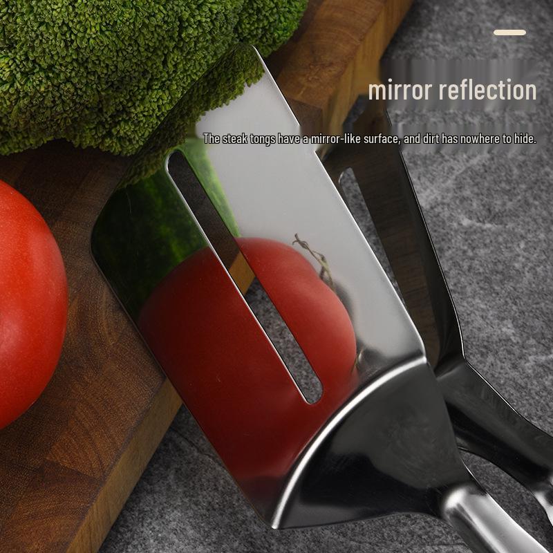 304 Stainless Steel Multi-functional Kitchen Tongs & Fish Spatula for BBQ, Steak, Bread, and More