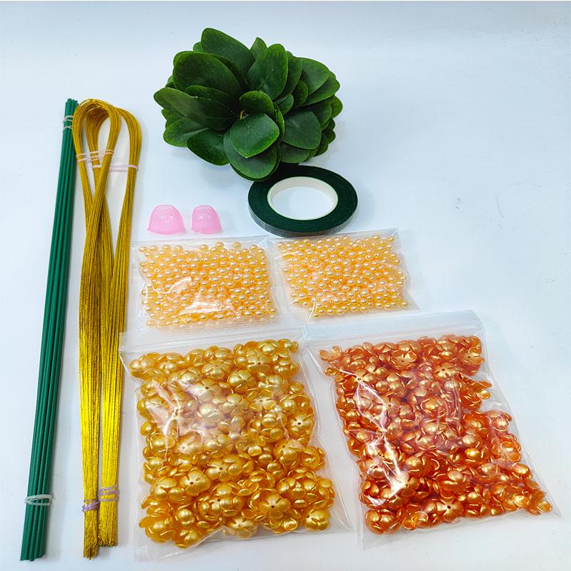 Osmanthus DIY Bouquet Kit: Leaf, Petal, Loose Beads, String, and Flower Weaving Materials
