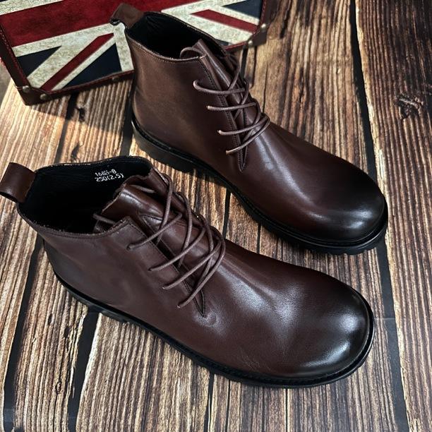 Leather Men'S Boots Tooling Boots Desert Boots Genuine Leather Outsole Big Head Leather Shoes Derby Shoes Outdoor Shoes Men'S Martin Boots