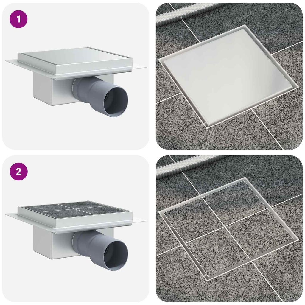 Ralo de Chuveiro 2 em 1 Prata 15 x 15 cm Aço Inoxidável 304