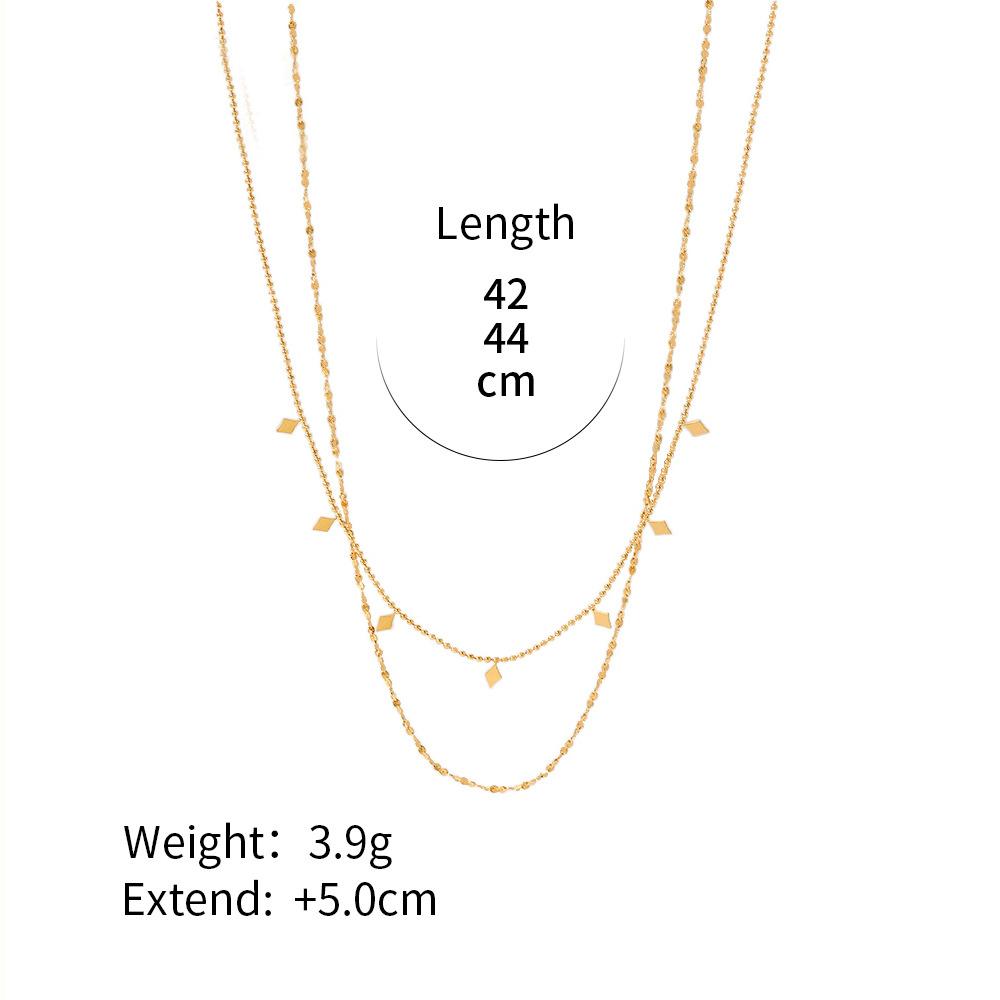  Double Stainless Steel Metal Chain Necklace 18K Gold Color Plated Pendant Stylish Waterproof Jewelry Trendy