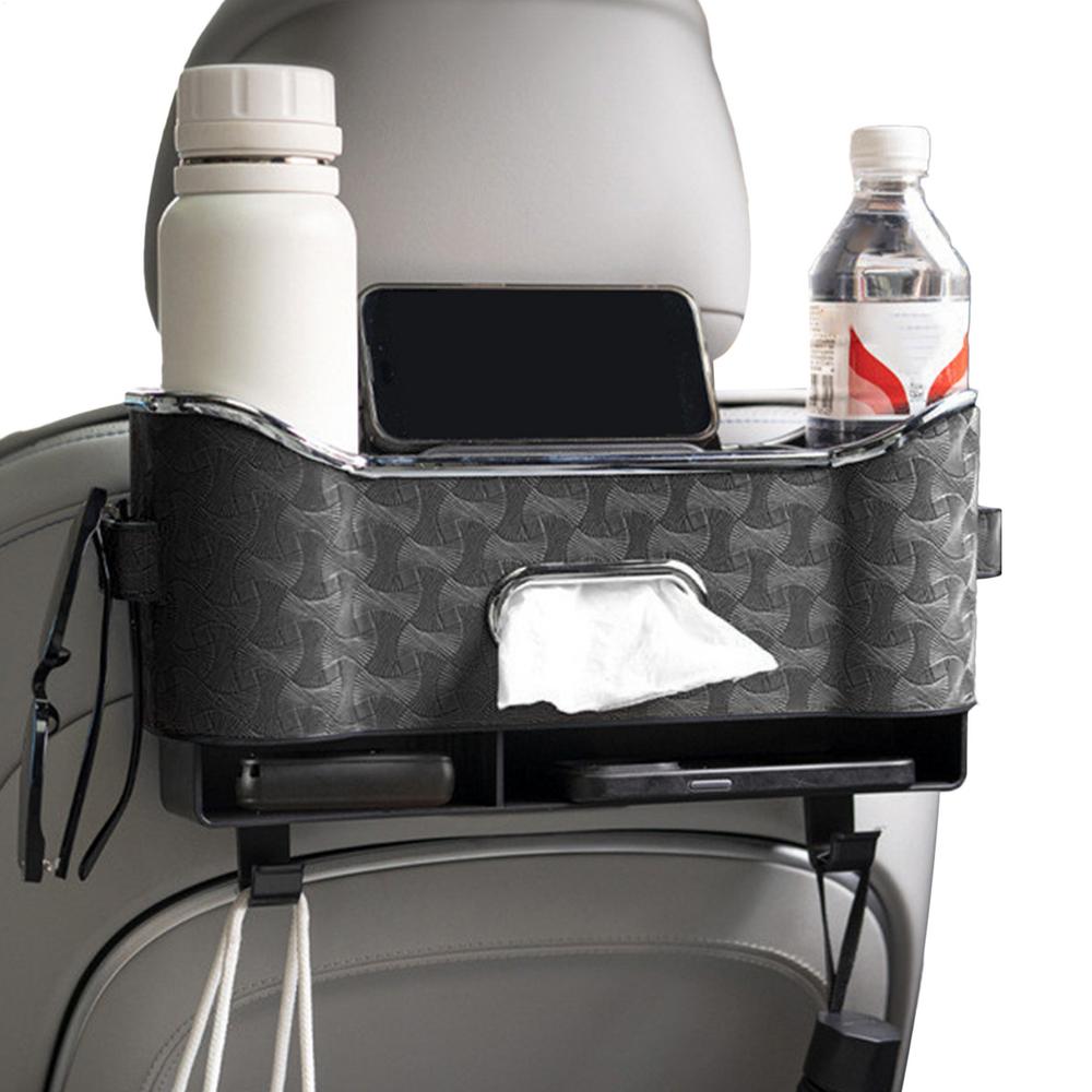 Car Organizer Back Seat Storage Box With 2 Cup Holder Car Seat Storage Box With Bag Hook For Tissue Drink Truck SUV Family