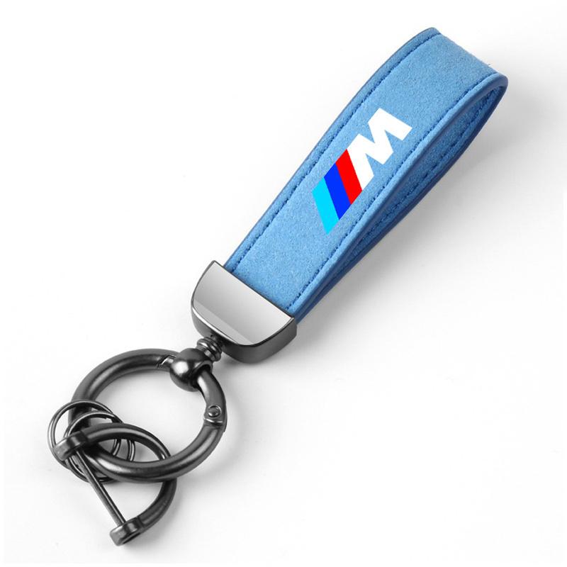 Hot 2025 Car Suede Keychain Leather Key Chain For BMW M Power Performance M3 M5 X1 X3 X5 X6 E46 E39 Car Key Strap Waist Wallet K