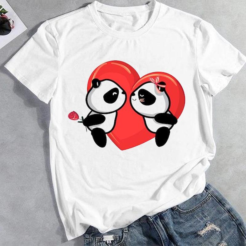 Panda Animal Graphic T-shirt Clothing Cartoon O-neck Casual Summer Fashion Women Top T-shirt Short Sleeve Lady Female Print Tee