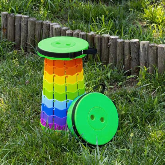 Folding Stool with Carrying Handle Height Adjustable Retractable Stool Heavy Duty Outdoor Camping Picnic Fishing Collapsible Telescoping Chair