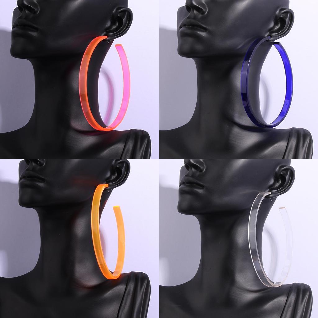Fashion Large Colorful Acryl Geometric Earrings For Female Street Style Look