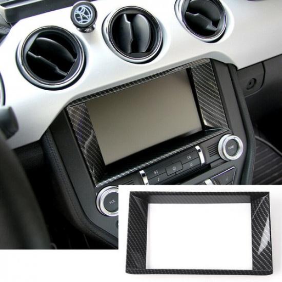 Car Dashboard GPS Navigation Panel Trim Cover for Ford Mustang 2015+Carbon Fiber