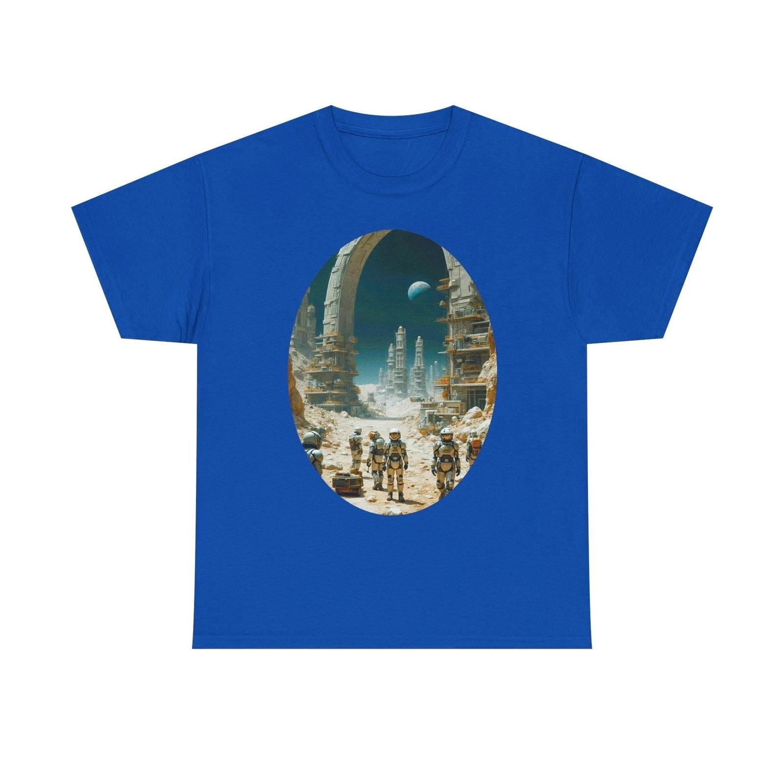 Retro Futuristic Space City Graphic T-Shirt L