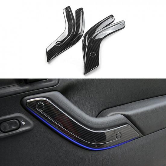 Carbon Fiber Interior Door Handle Trim Accessories for Jeep Wrangler JK 2011-17