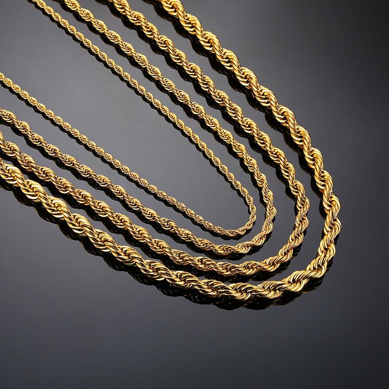 Minimalist Rope Chain Stainless Steel Choker Necklaces for Women 1-5MM Gold Color Metal Daily Wear Statement Collar Jewelry