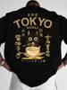 American Style Men'S Casual T-Shirt Light Social Daily Outing Choice, a Cat Eating Japanese Ramen Wi