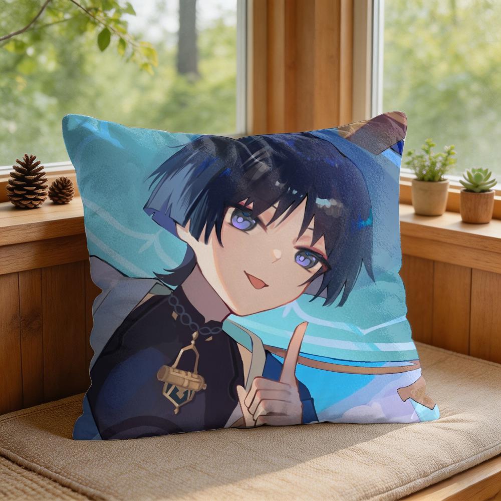 Wanderer Genshin Impact Cushion Cover Square Short Plush Pillow Case Living Room Sofa Home Decor Funda X